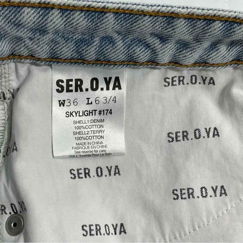 NWT SER.O.YA Men's Tyson Denim and Terry Shorts Size 36 in Skylight‎ - Picture 9 of 11